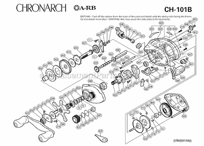 Page A Diagram and Parts List for CH101B  Shimano Baitcast Reels