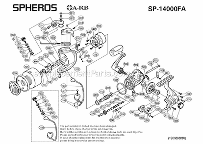 Page A Diagram and Parts List for SP-14000FA  Shimano Spinning Reels