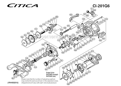 Page A Diagram and Parts List for CI-201G6  Shimano Baitcast Reels