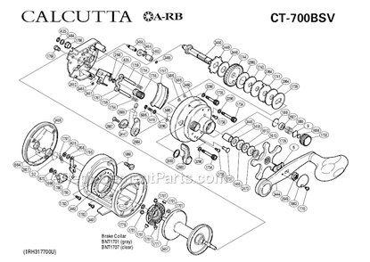 Page A Diagram and Parts List for CT-700BSV  Shimano Baitcast Reels