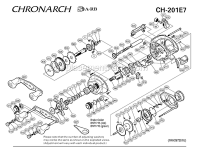Page A Diagram and Parts List for CH-201E7  Shimano Baitcast Reels