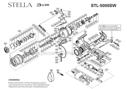 Page A Diagram and Parts List for STL-5000SW  Shimano Spinning Reels