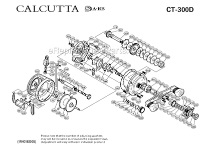Page A Diagram and Parts List for CT300D  Shimano Baitcast Reels