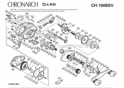 Page A Diagram and Parts List for CH-100BSV  Shimano Baitcast Reels