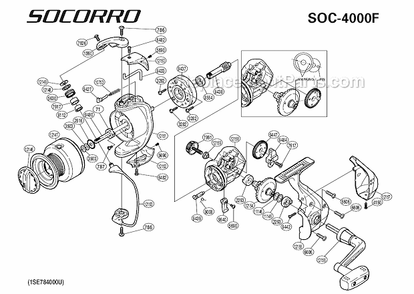 Page A Diagram and Parts List for SOC-4000F  Shimano Spinning Reels