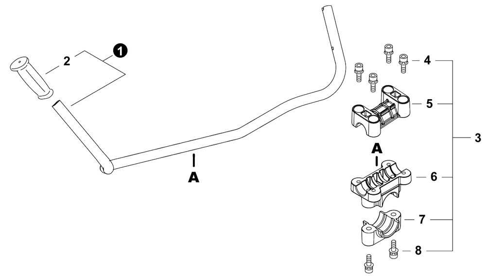 U-Handle Diagram and Parts List for B445 U76226001001 - U76226999999 Shindaiwa Brush Cutter