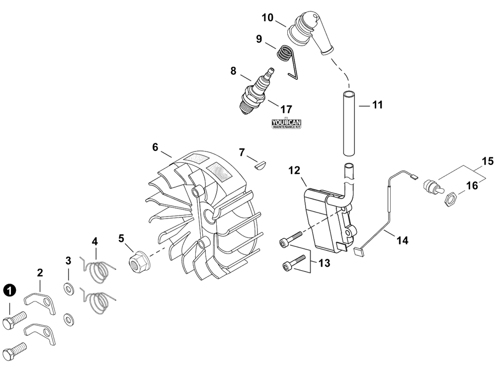 Ignition Diagram and Parts List for 492 C83615001001 - C83615999999 Shindaiwa Chainsaw