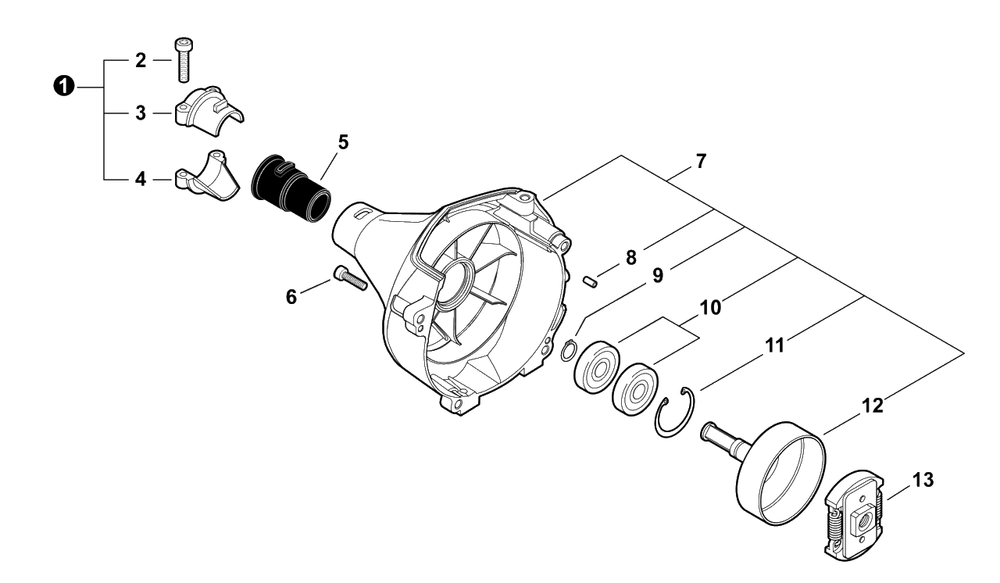 Fan Case Diagram and Parts List for FH235 T47914001001 - T47914999999 Shindaiwa Hedge Trimmer