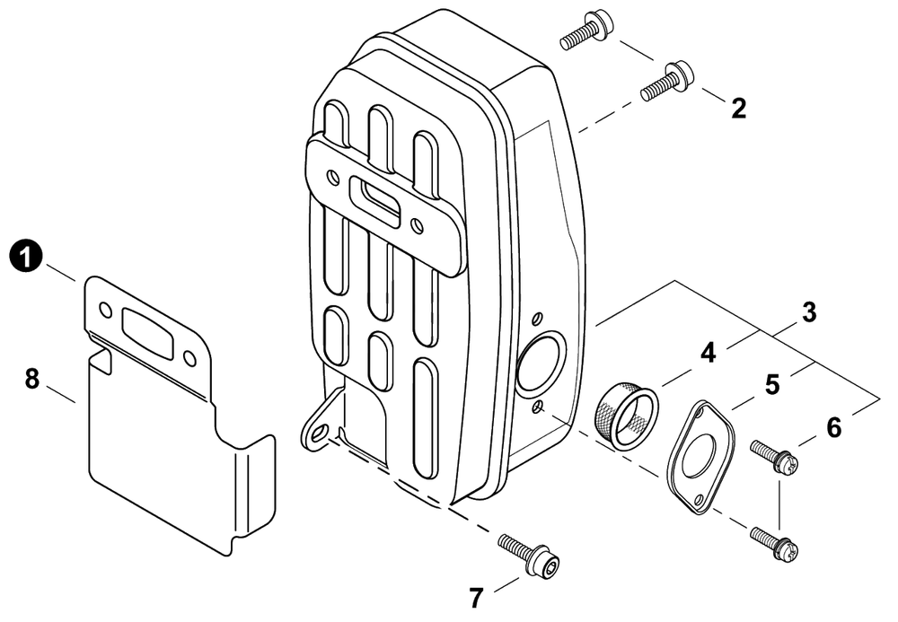 Exhaust Diagram and Parts List for EB633RT P54213001001 - P54213999999 Shindaiwa Leaf Blower / Vacuum