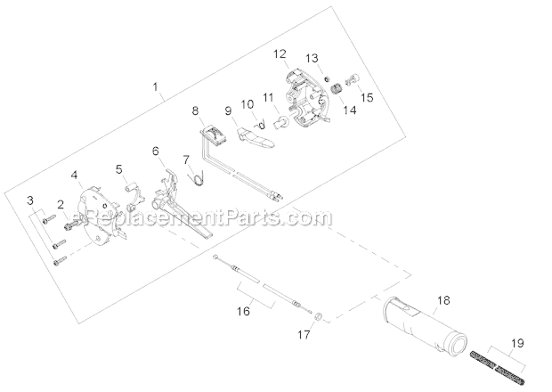 Throttle Control Diagram and Parts List for PS344 T15513001001-T15513999999 Shindaiwa Power Broom