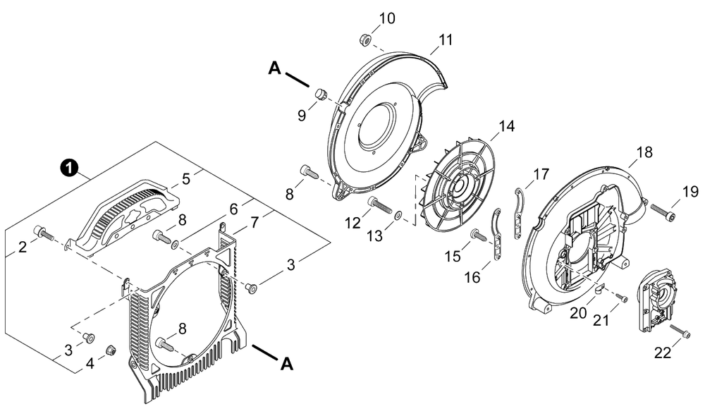 Fan Case Diagram and Parts List for EB633RT P54213001001 - P54213999999 Shindaiwa Leaf Blower / Vacuum