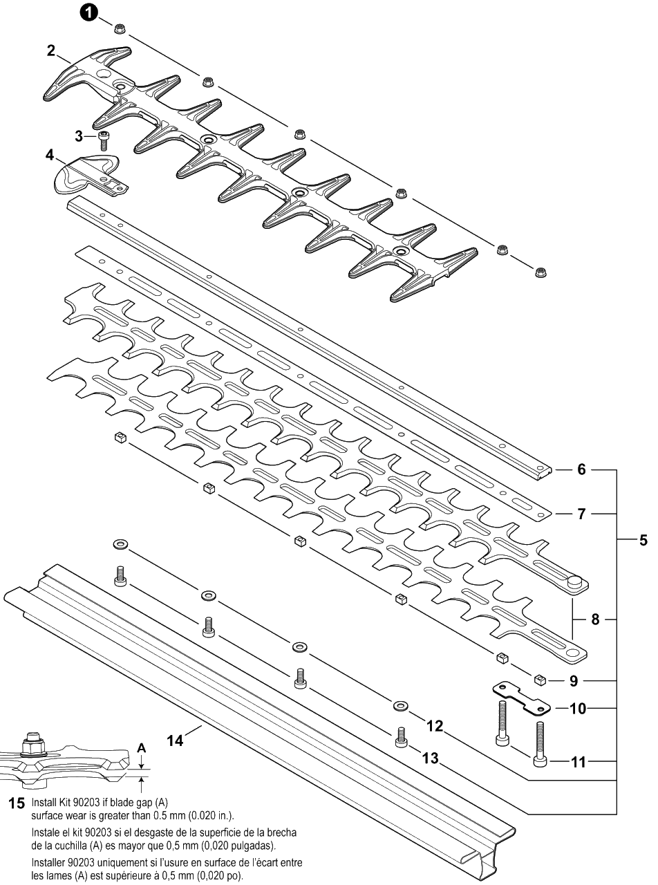 Cutters Diagram and Parts List for 9001051 99922238095 Shindaiwa Trimmer