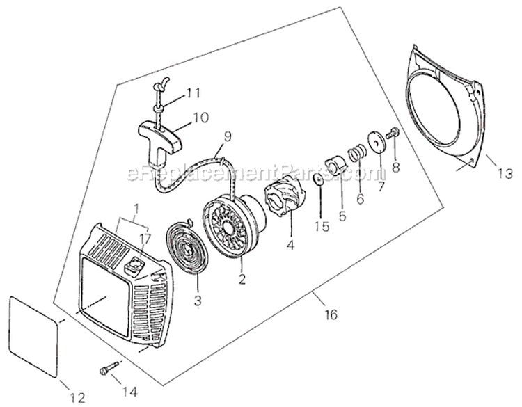 Page K Diagram and Parts List for 300S  Shindaiwa Chainsaw