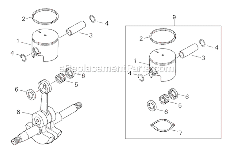 Page E Diagram and Parts List for 300S  Shindaiwa Chainsaw