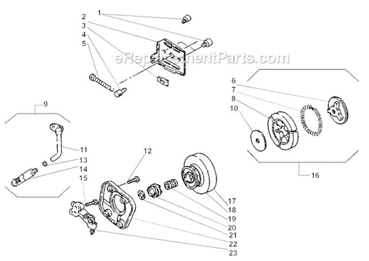 Clutch, Oil Pump Diagram and Parts List for 300  Shindaiwa Chainsaw