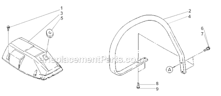 Front Handle and Cylinder Cover Diagram and Parts List for 300  Shindaiwa Chainsaw