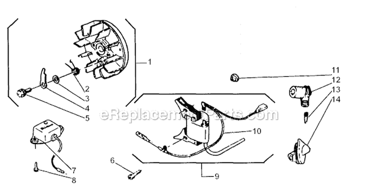 Ignition Diagram and Parts List for 350  Shindaiwa Chainsaw