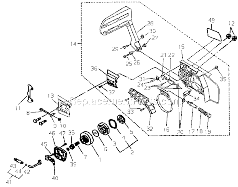 Page G Diagram and Parts List for 352S  Shindaiwa Chainsaw