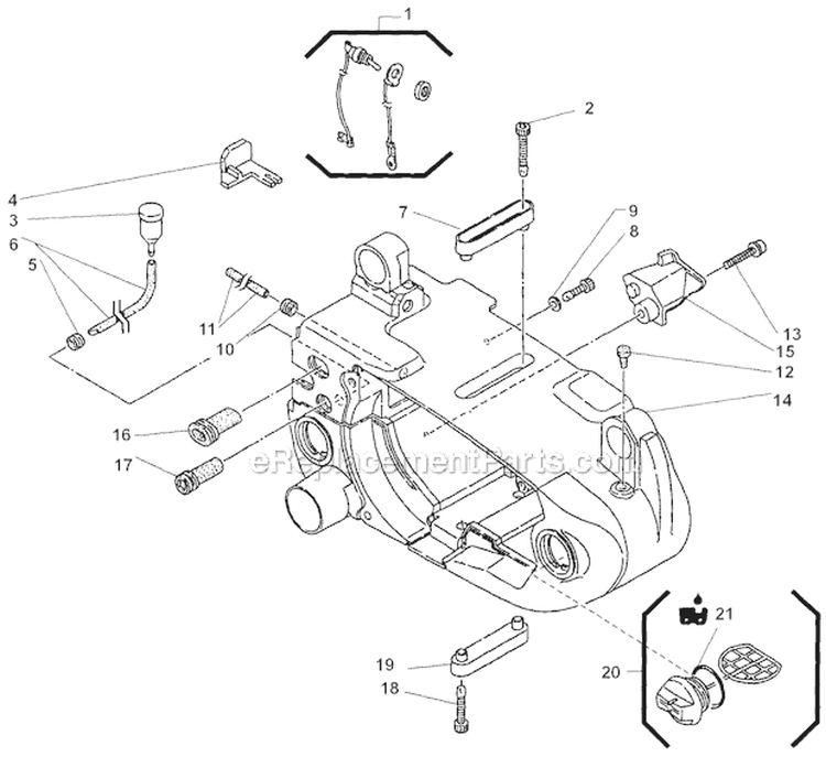 Engine Cover Diagram and Parts List for 357  Shindaiwa Chainsaw