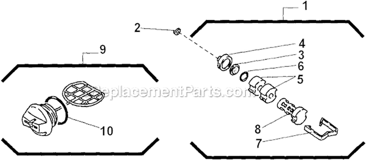 Fuel Cap Diagram and Parts List for 357  Shindaiwa Chainsaw