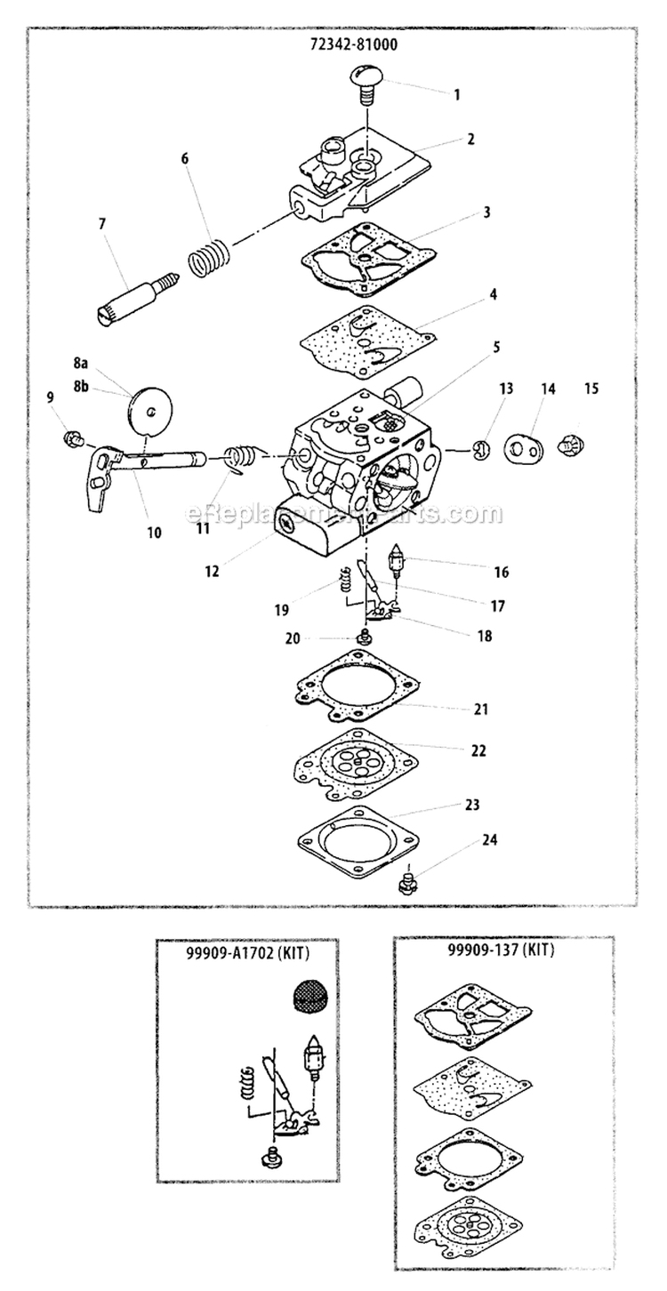 Carburetor - EPA and CARB Changes Diagram and Parts List for 360  Shindaiwa Chainsaw