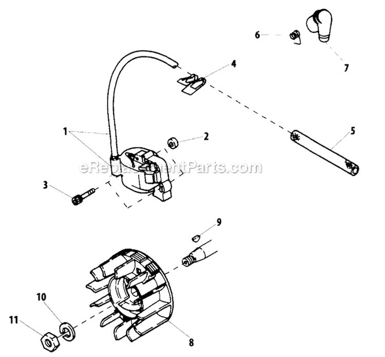 Flywheel, Ignition Diagram and Parts List for 360  Shindaiwa Chainsaw
