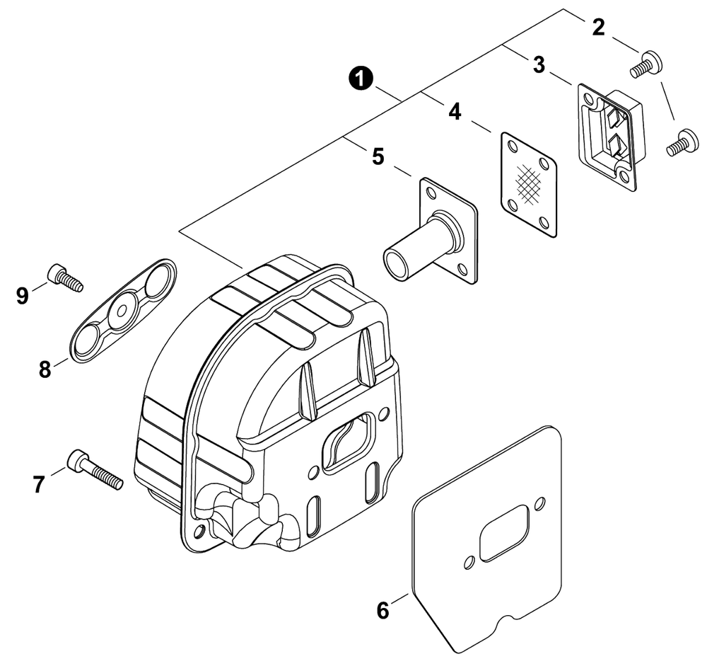 Exhaust Diagram and Parts List for 492 C83615001001 - C83615999999 Shindaiwa Chainsaw