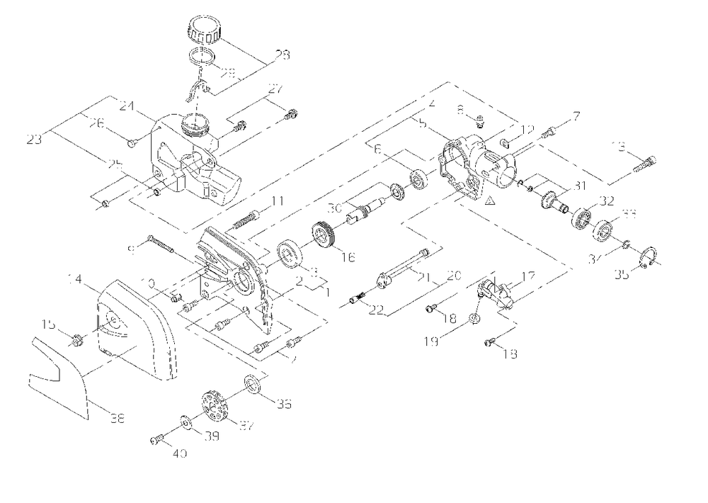 Gear Case / Oil Tank Diagram and Parts List for 78702 99922201089 Shindaiwa Trimmer
