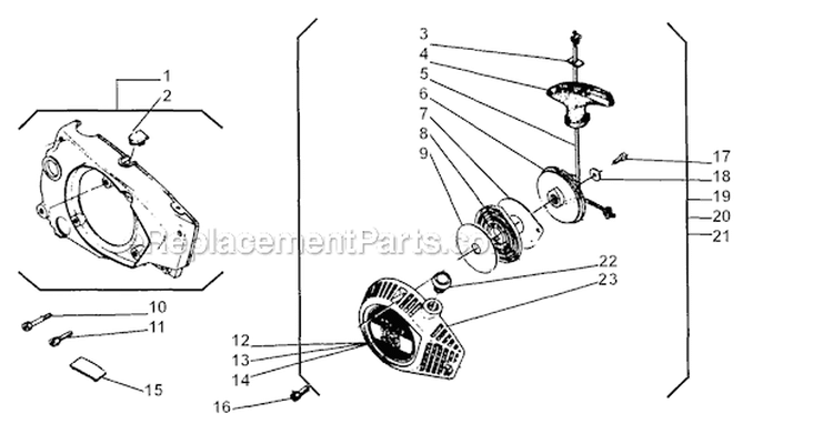 Starter Diagram and Parts List for 416  Shindaiwa Chainsaw