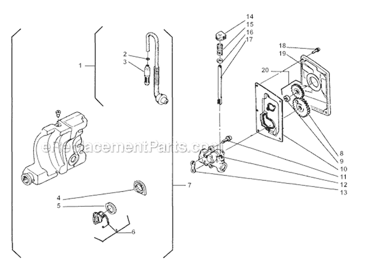 Crankcase Diagram and Parts List for 416  Shindaiwa Chainsaw