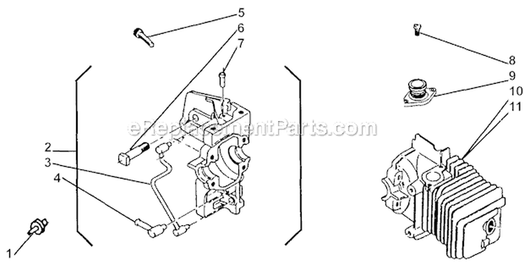 Cylinder Housing Diagram and Parts List for 416  Shindaiwa Chainsaw