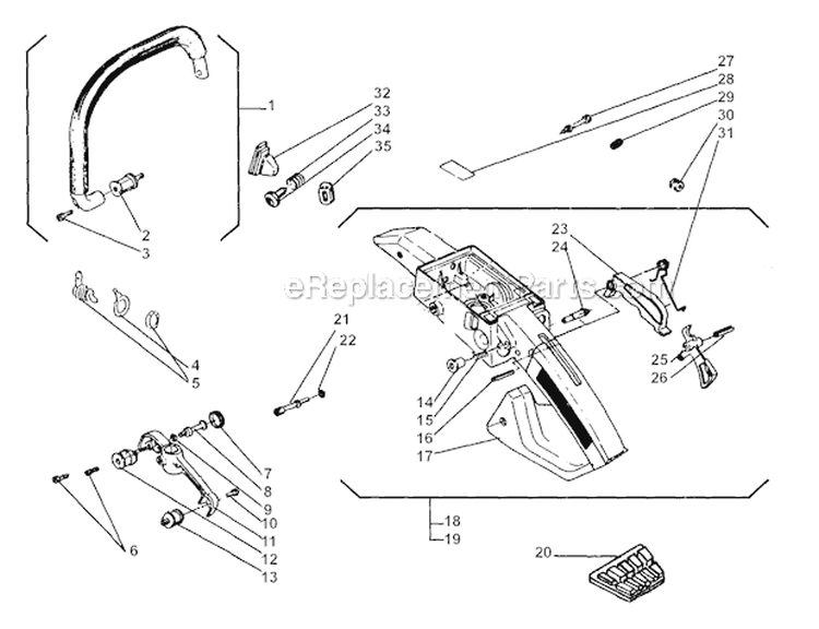 Handle Diagram and Parts List for 416  Shindaiwa Chainsaw