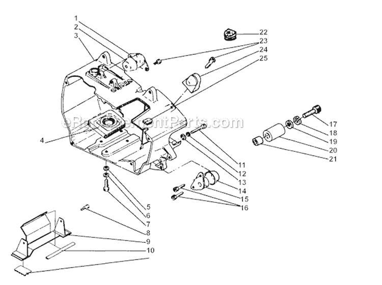 Main Housing Diagram and Parts List for 416  Shindaiwa Chainsaw