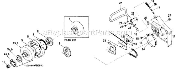 Page E Diagram and Parts List for 450  Shindaiwa Chainsaw