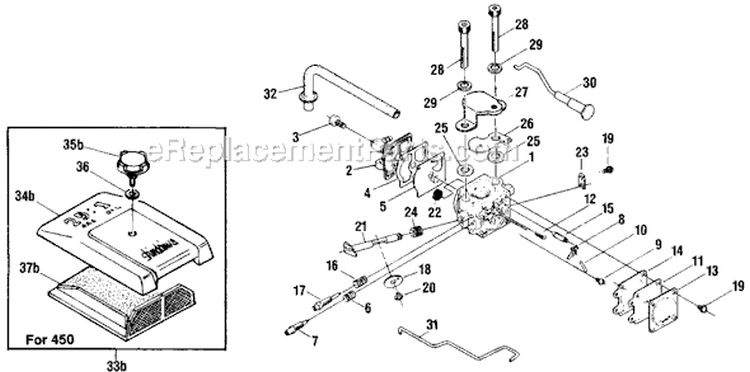 Page H Diagram and Parts List for 450  Shindaiwa Chainsaw