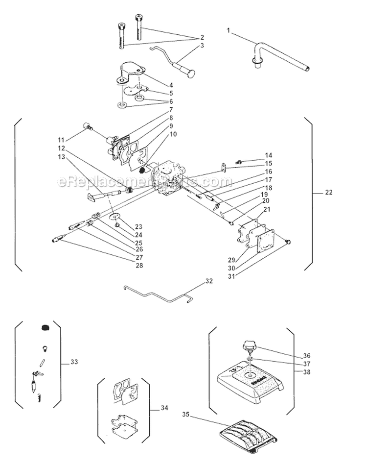 Carburetor Diagram and Parts List for 451  Shindaiwa Chainsaw