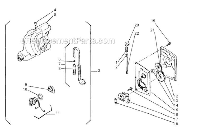Crankcase Diagram and Parts List for 451  Shindaiwa Chainsaw