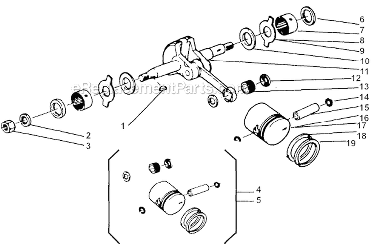 Crankshaft Diagram and Parts List for 451  Shindaiwa Chainsaw