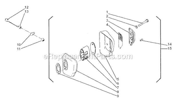 Muffler Diagram and Parts List for 451  Shindaiwa Chainsaw