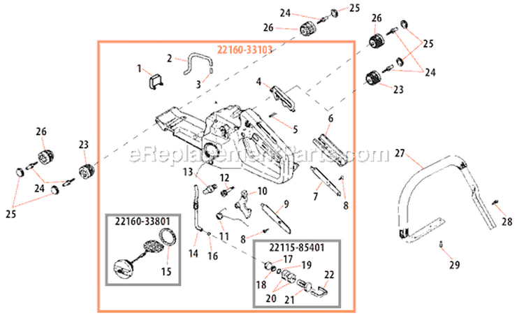 Page E Diagram and Parts List for 488  Shindaiwa Chainsaw