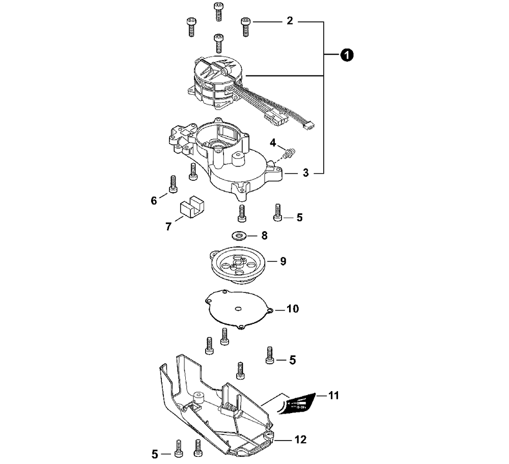 Motor, Gear Case Diagram and Parts List for DH2000W T91700001001 - T91700999999 Shindaiwa Hedge Trimmer