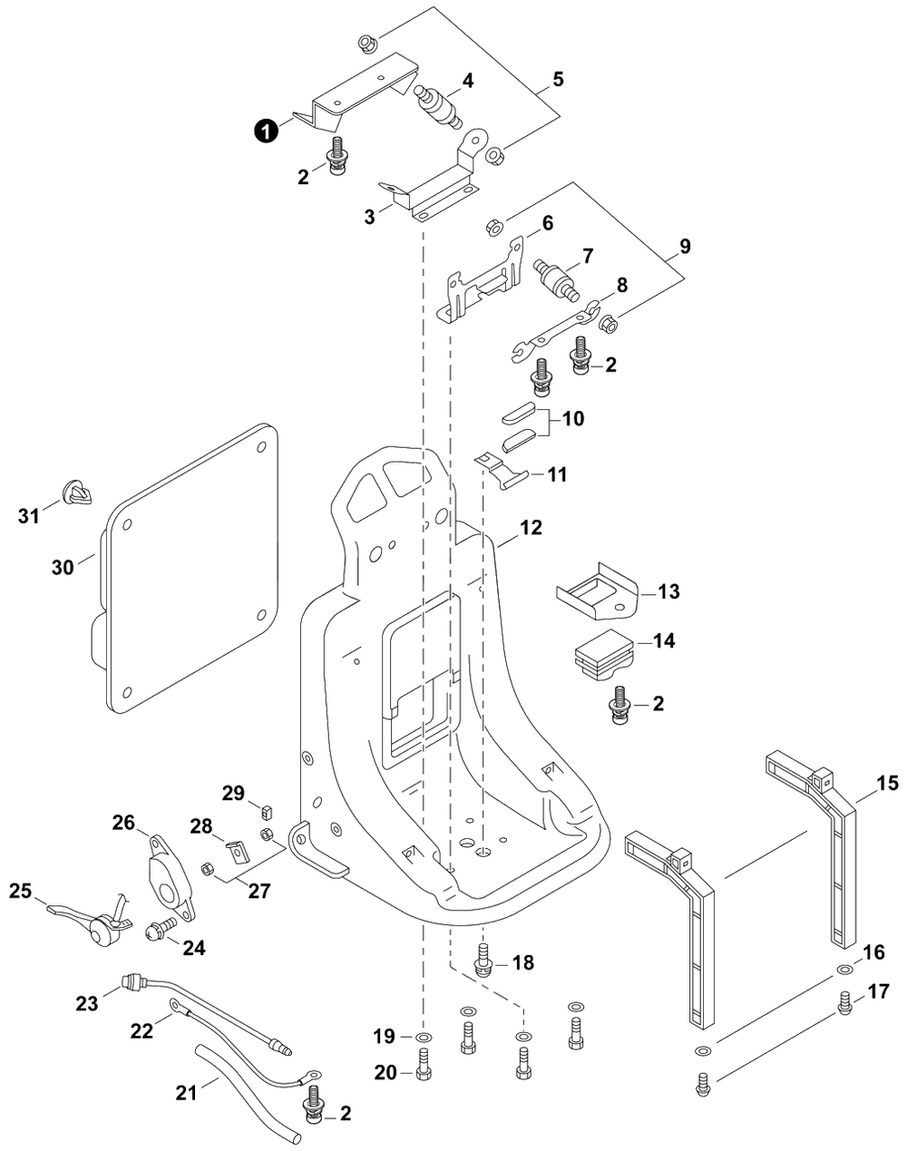 Backpack Frame Diagram and Parts List for ES800 H05120001001 - H05120999999 Shindaiwa Sprayer