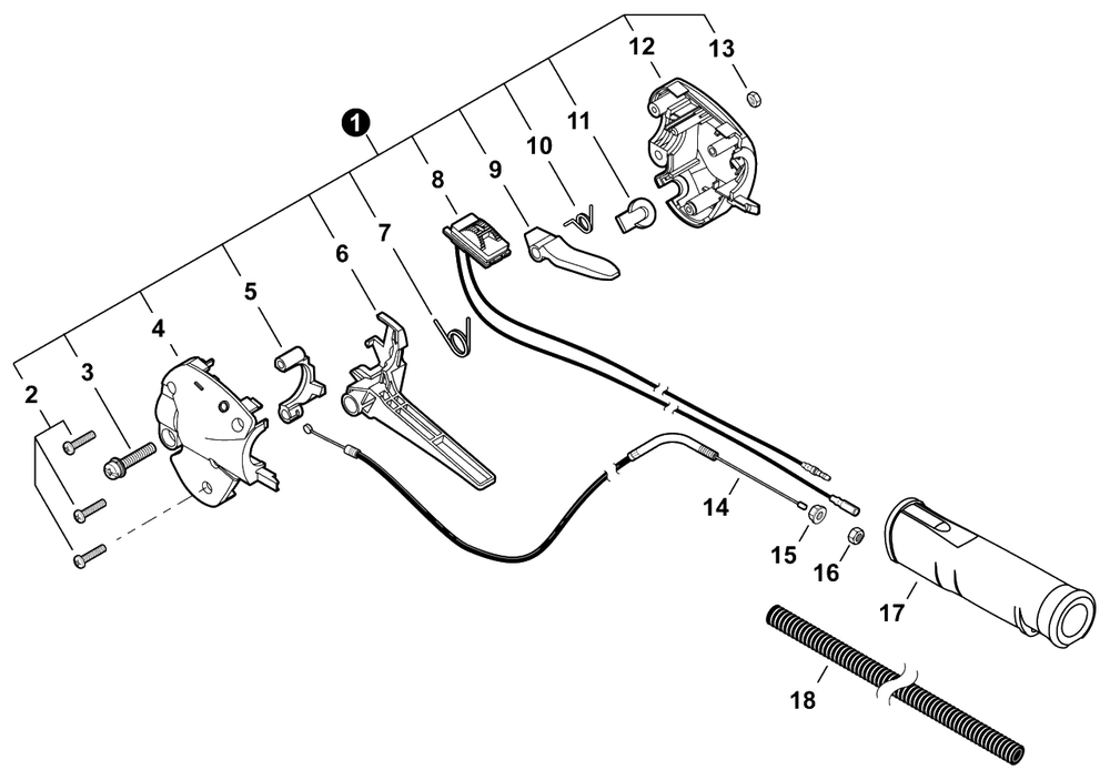 Throttle Control Diagram and Parts List for FH235 T47914001001 - T47914999999 Shindaiwa Hedge Trimmer