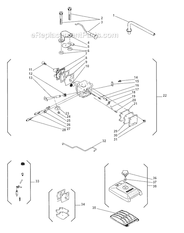 Carburetor Diagram and Parts List for 500  Shindaiwa Chainsaw