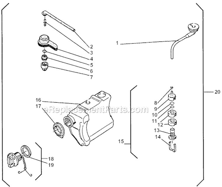 Tanks Diagram and Parts List for 500  Shindaiwa Chainsaw