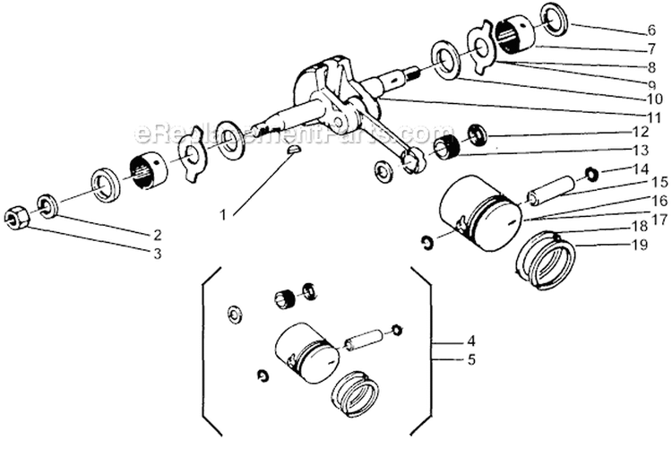 Crankshaft Diagram and Parts List for 500  Shindaiwa Chainsaw
