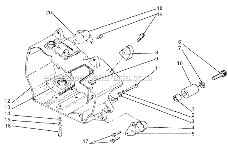 Main Housing Diagram and Parts List for 500  Shindaiwa Chainsaw