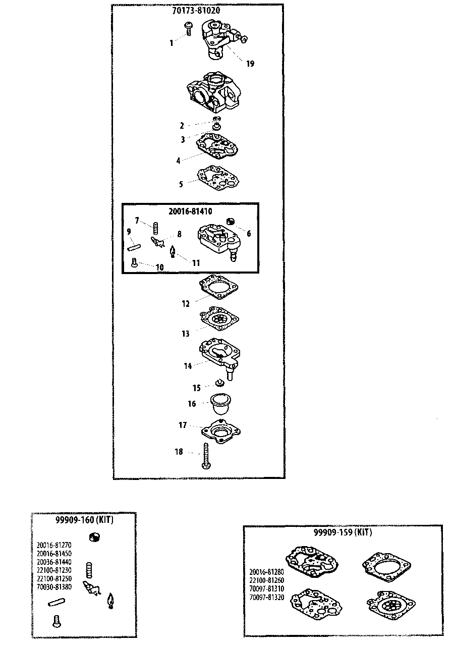 Carburetor -- Epa And Carb Changes Diagram and Parts List for C230 20000303 - 20999999 Shindaiwa Brush Cutter