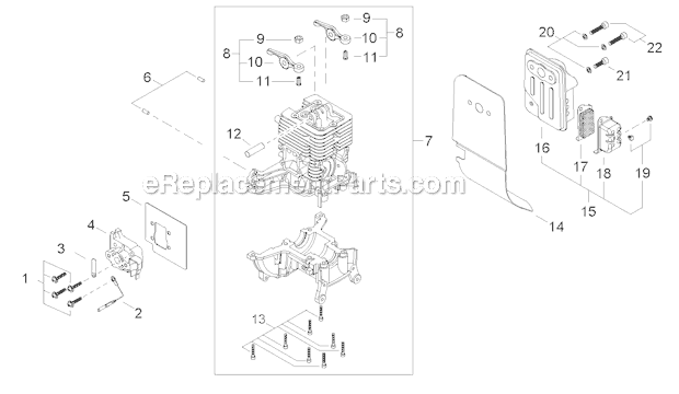Intake, Cylinder, Exhaust Diagram and Parts List for PS344 T15513001001-T15513999999 Shindaiwa Power Broom