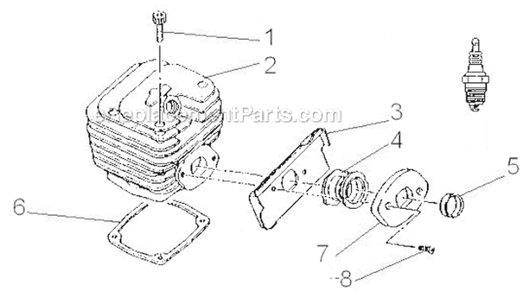 Cylinder Diagram and Parts List for 577  Shindaiwa Chainsaw
